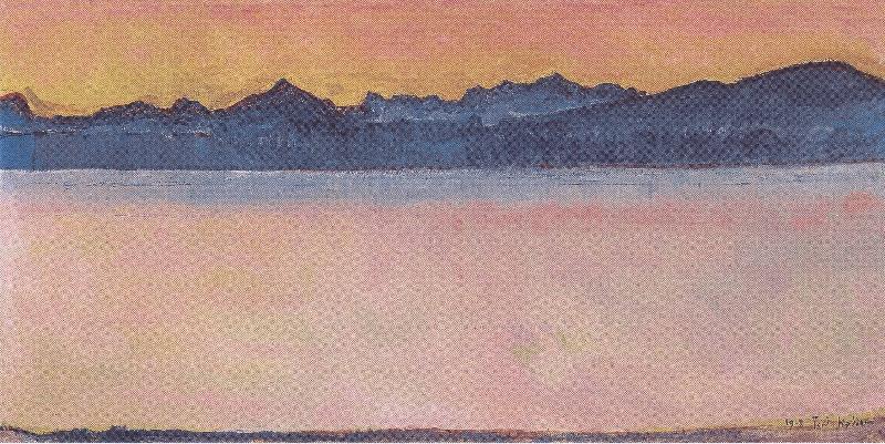 Genfersee mit Mont Blanc im Morgenrot, Ferdinand Hodler